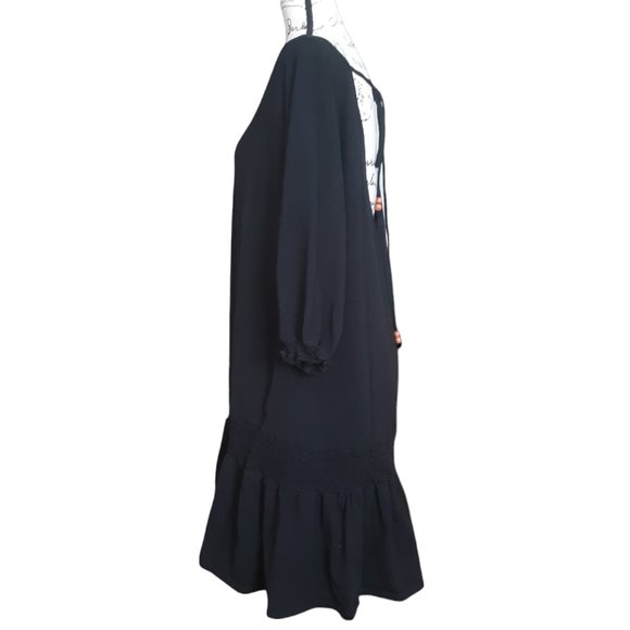 Free People Black Peplum Hem Boho Beaded Pockets Oversized - Picture 5 of 9